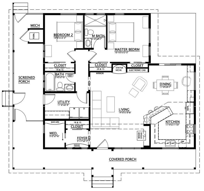The Retreat 1270 Square Foot Ranch Floor Plan